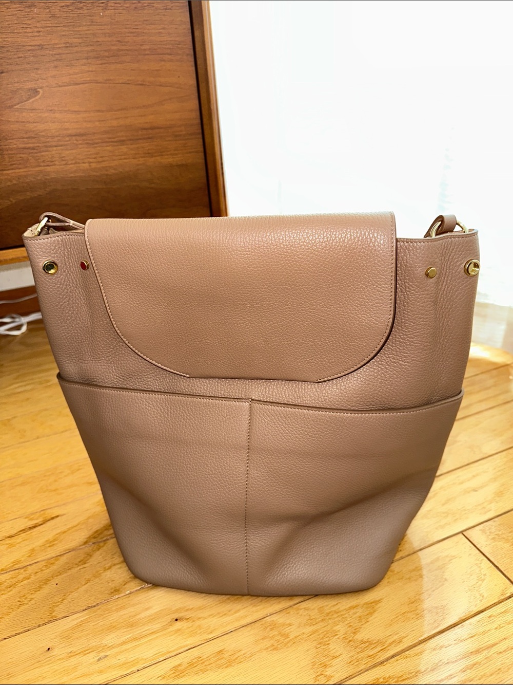 Cuyana 13-inch Leather Backpack in Cappuccino - Picture 2 of 4